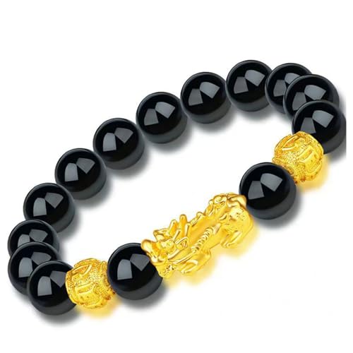 72ore Feng Shui Armband Pixiu Armband Feng Shui Schwarzer Obsidian Reichtum Armband Elastische Perlen Armbänder für Männer Feng Shui Armband für Frauen Männer Reichtum Glück Amulett Armband für Männer von 72ore