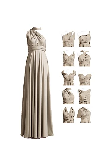 72styles Damen Infinity Dress Brautjungfernkleid mit Unendlichkeitssymbol, formelles Abendkleid, Party, Abschlussball, Neckholder, wandelbar, Maxikleid mit Bandeau-Motiv, Taupe, Einheitsgröße von 72styles