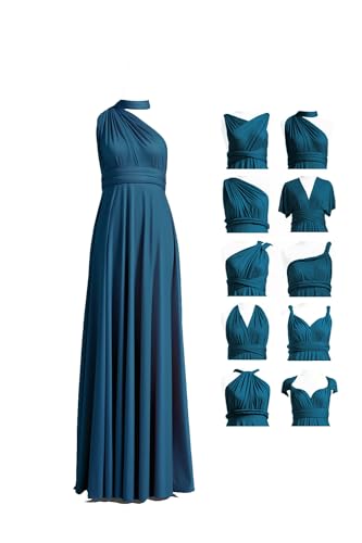 72styles Infinity Kleid mit Bandeau, wandelbares Brautjungfernkleid, lang, Übergröße, Mehrwege-Kleid, Twist-Wickelkleid, Blaugrün, Blau, Einheitsgröße Mehr von 72styles