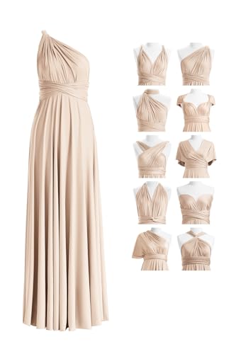 72styles Infinity Kleid mit Bandeau, wandelbares Brautjungfernkleid, lang, Übergröße, Mehrwege-Kleid, Twist-Wickelkleid, Champagner, Einheitsgröße Mehr von 72styles