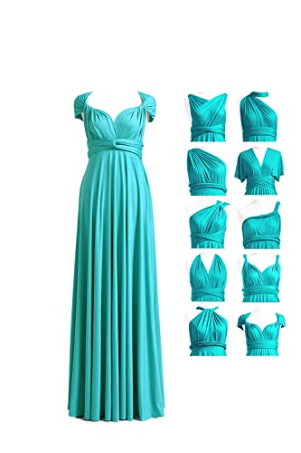 72styles Infinity Kleid mit Bandeau, wandelbares Brautjungfernkleid, lang, Übergröße, Mehrwege-Kleid, Twist-Wickelkleid, Türkis/Ausflug, einfarbig (Getaway Solids), Einheitsgröße von 72styles