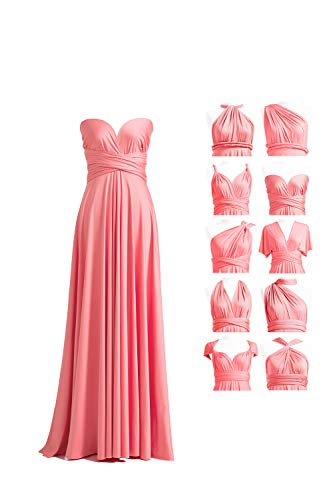 72styles Infinity Kleid mit Bandeau, wandelbares Brautjungfernkleid, lang, Übergröße, Mehrwege-Kleid, Twist-Wickelkleid, korallenpink, Einheitsgröße Mehr von 72styles