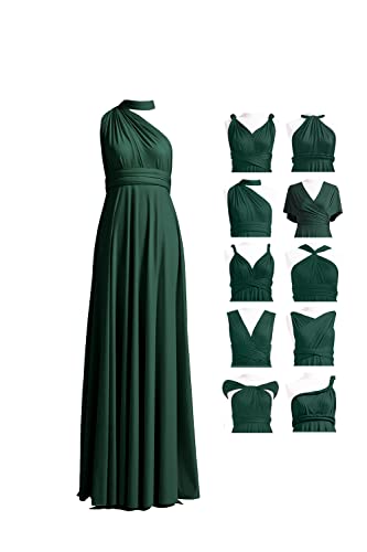 72styles Infinity Kleid mit Bandeau, wandelbares Brautjungfernkleid, lang, Übergröße, Mehrwege-Kleid, Twist-Wickelkleid, Dunkelgrün, Einheitsgröße von 72styles