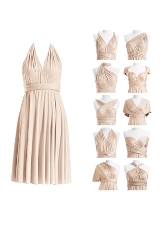 Infinity Kleid Kurz, Brautjungfernkleider, Multiway Wickelkleid Midi Convertible Transformers Knielang Elegant Abendkleider Hochzeit von 72styles