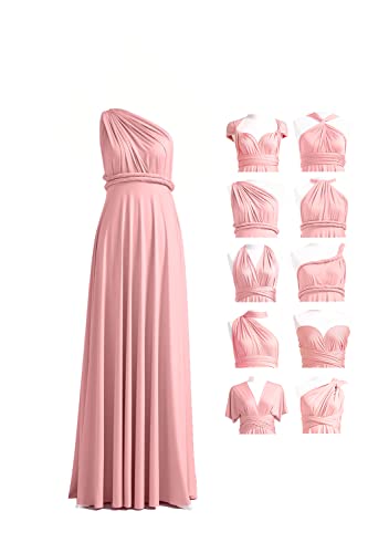 72styles Damen Infinity Kleid mit Bandeau Convertible Brautjungfernkleid Lang Übergröße Multi-Way Kleid Twist Wickelkleid Dusty Rose von 72styles