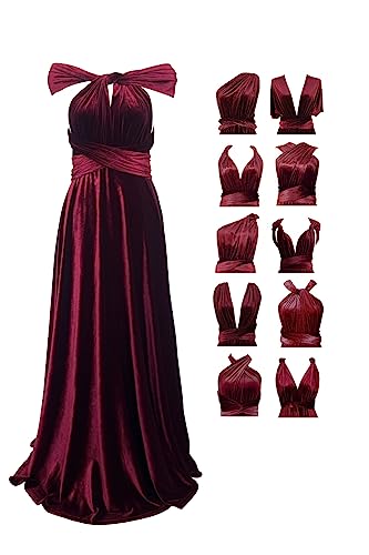 Samt Infinity Kleid mit Bandeau Brautjungfernkleid Multi-Way Kleid Lang Convertible Twist Wickelkleid von 72styles