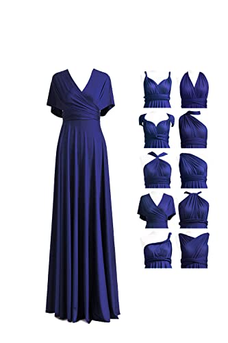Unendlichkeitskleid mit Bandeau, wandelbares Kleid, Brautjungfernkleid, lang, kurz, Übergröße, Wickelkleid mit Twist-Wickelkleid, Midnight Blue, Einheitsgröße Mehr von 72styles
