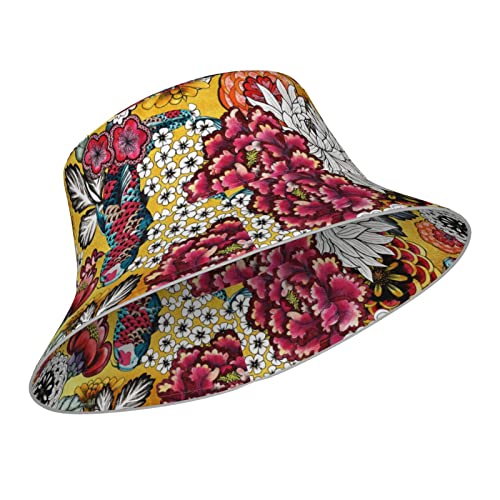 736 Sonnenhut Japanische Blumen Pfingstrosen Asiatische Blume Hell Safarihut Atmungsaktiv Wanderhut Weich Fisherman Hüte Für Herren Damen Mädchen von 736