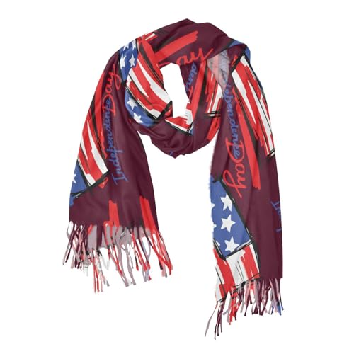 747 Halstuch Amerika-Flagge 4. Juli Schal Damen Schal Scarf Stola Winter Deckenschal Mit Fransen Für Frauen Hochzeit Freizeit 68X196Cm von 747