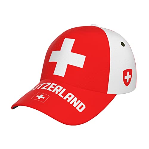 747 Herren Damen Baseball Kappen Schweiz-Flagge Cooler Schweizer Baseball Cap Leicht Outdoor Hut Mode Distressed Basecap Für Draussen Sport Laufen von 747