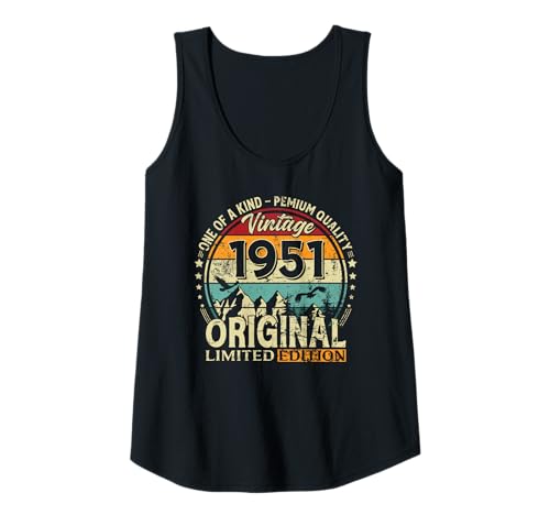 Damen 75. Geburtstag Mann Frau 75 Jahre Vintage 1951 Deko Lustig Tank Top von 75 Jahre Mann Frau Damen Herren Geburtstag