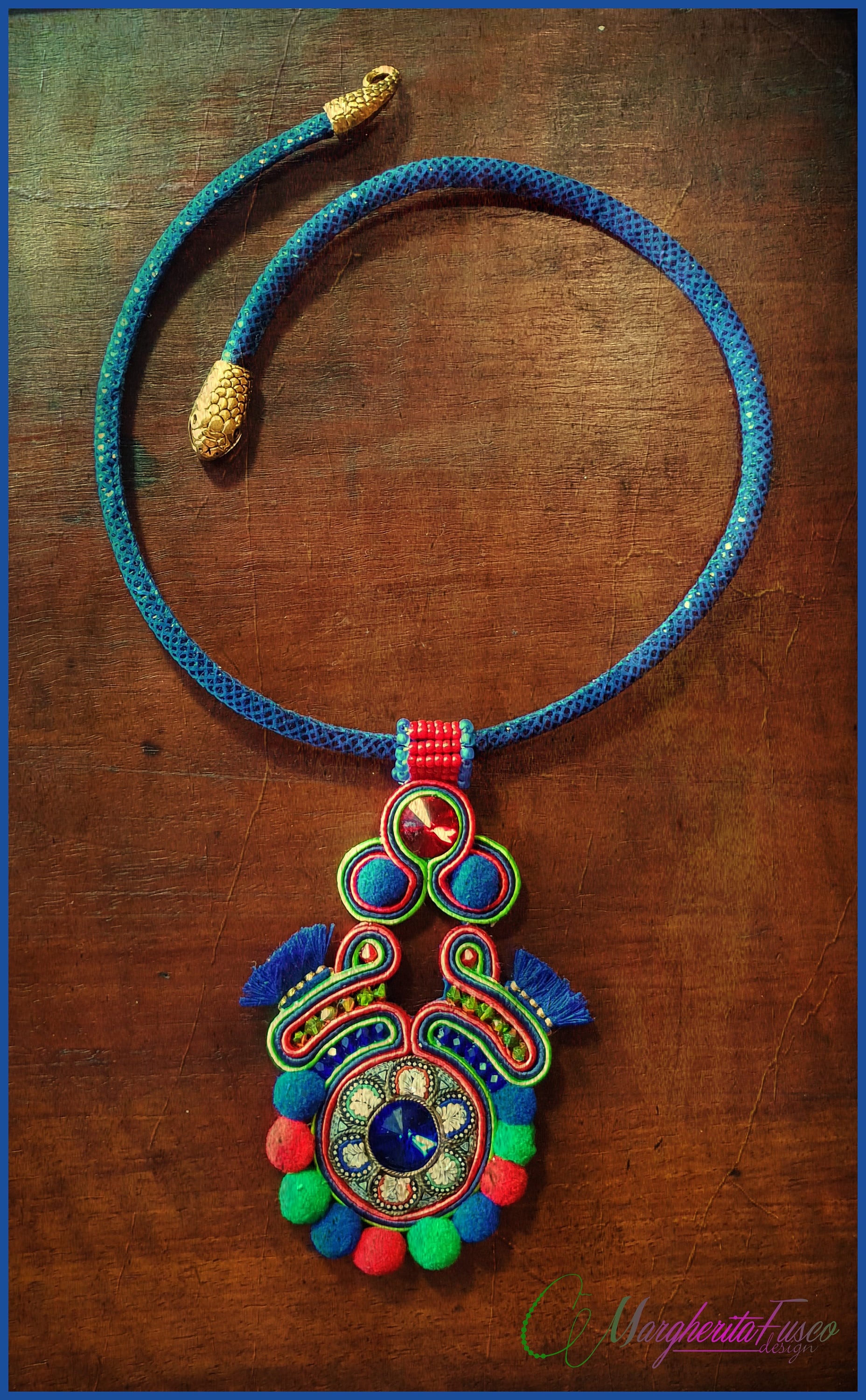 Pachamama Handgemachte Soutache Kette Mit Altem Mikromosaik Als Fokalstück Pachamama Handgemachte Soutache Kette Mit Altem Mikromosaik Als Fokalstück von 75marghe75