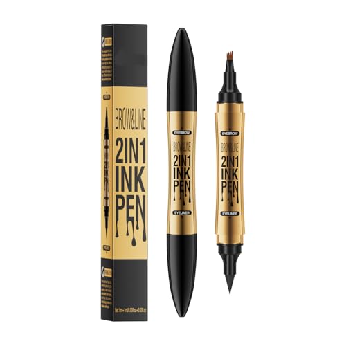 2-in-1 magischer Augenbrauenstift – Augenbrauenstift mit zwei Enden, Augenbrauenstift mit 4 Gabelspitzen, Make-up-Werkzeug für Augenbrauenstift, langlebig, wasserfest, wischfest (02#Dunkelbraun) von 77Tkiop