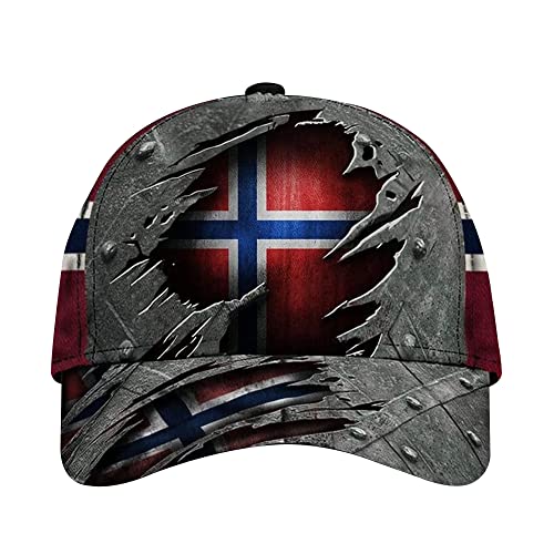 Herren Damen Distressed Basecap Angeln Hüte Baumwolle Leicht Abwaschbar Baseball Cap Für Golf Reisen Vintage Patriotic, Classic Style Crack Steel Und Norwegische Flagge, Geschenke von 799