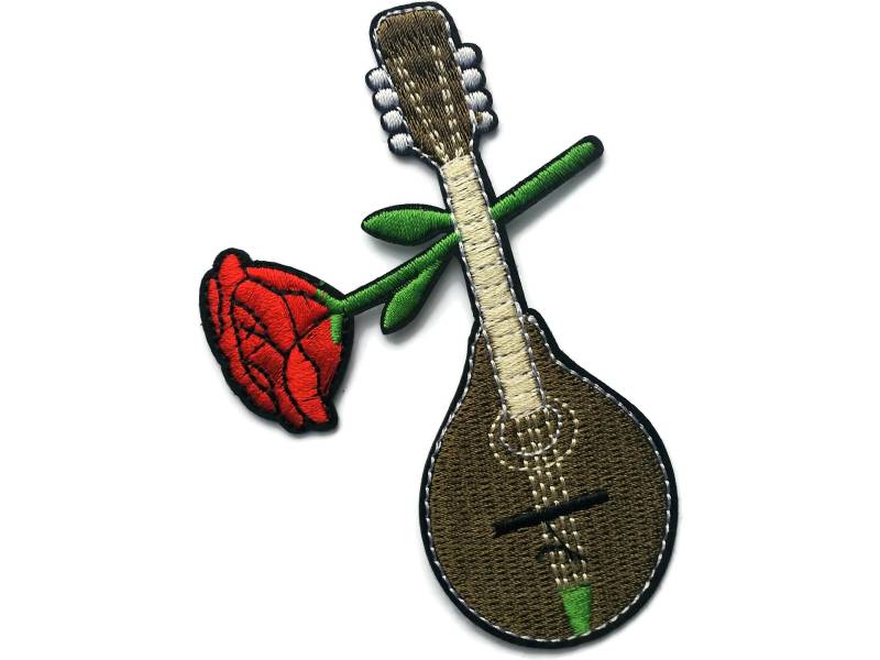 Mandoline Laute Gitarre Gestickt Patch Musik Rose Aufbügler Corelli 4 "Spanisch Mandoline Laute Gitarre Gestickt Patch Musik Rose Aufbügler Corelli 4 "Spanisch von 7CraftyCats