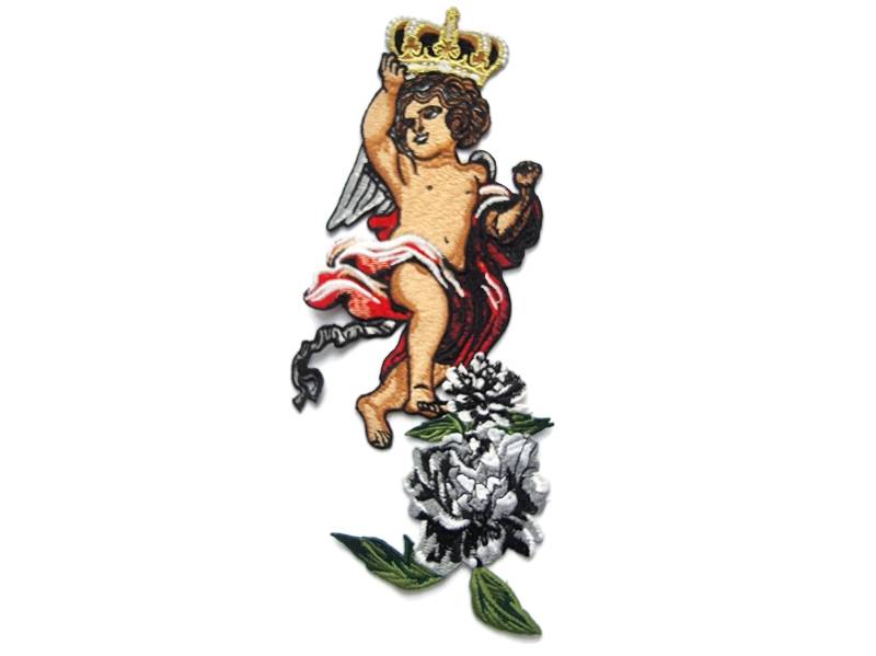 Sehr Großer Putten Engel Aufnäher Applikation Wandbehang Mit Krone Gestickt von 7CraftyCats