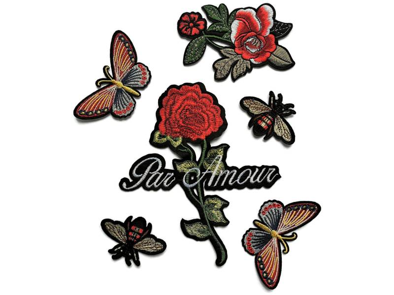 xl Blume Biene Schmetterling Par Amour Qualität Gestickter Aufnäher Zum Aufbügeln von 7CraftyCats