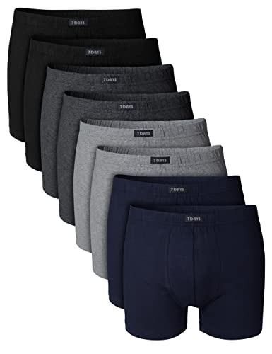 7 Days Herren Retro Shorts 4er oder 8er Pack Uni aus Baumwolle mit Elasthan L von 7 Days