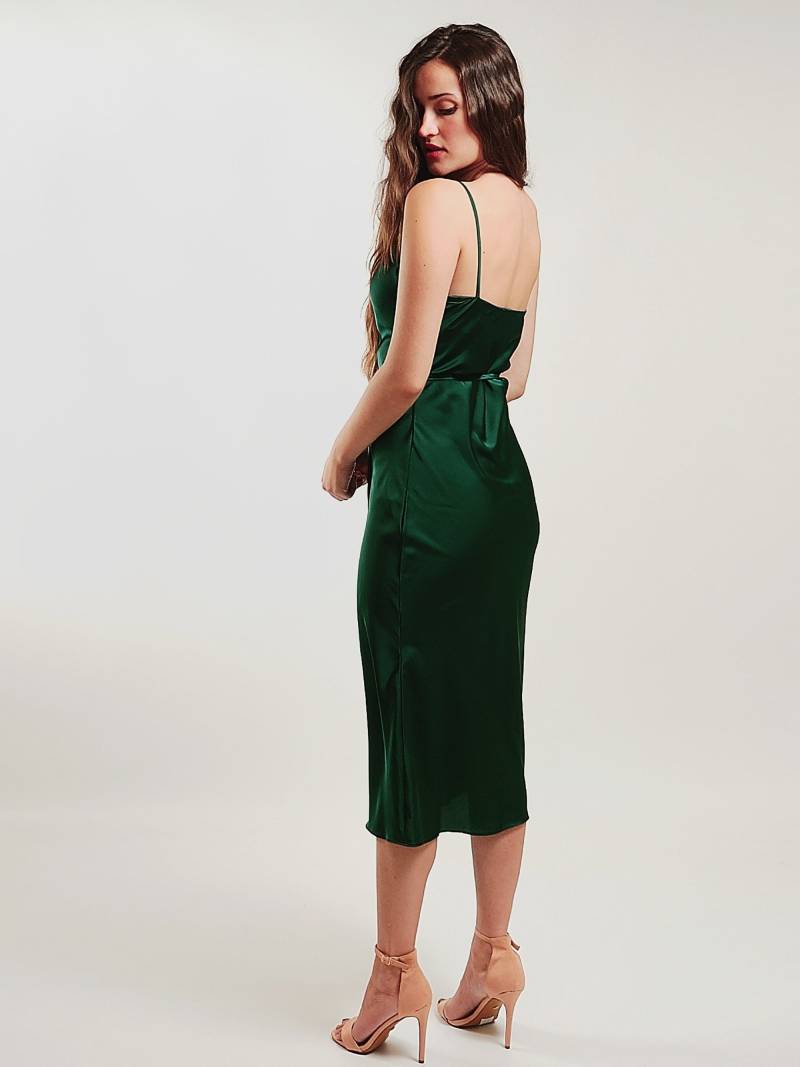 Smaragd Grün Seiden Satin Slip Dress Wasserfallausschnitt Midi Smaragd Grün Seiden Satin Slip Dress Wasserfallausschnitt Midi von KohanaBridal