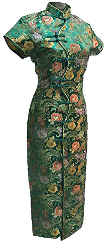 7Fairy Damen Grün Jahrgang Chinesisch Kleid Cheongsam Lang Zehn Tasten Größe De 42 von 7Fairy