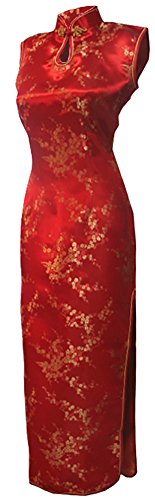 7Fairy Damen Rot Chinesisch Hochzeit Kleid Qipao Blumen Lang Schlüsselloch Größe De 38 von 7Fairy