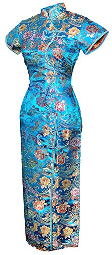 7Fairy Damen Türkis Jahrgang Chinesisch Kleid Cheongsam Lang Zehn Tasten Größe De 40 von 7Fairy