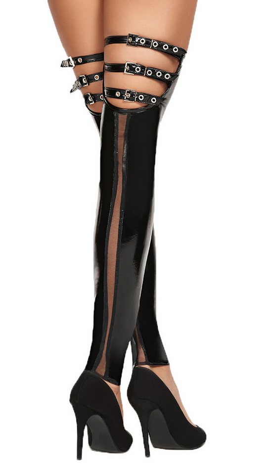 7Heaven Halterlose Strümpfe Schwarze erotische Damen Dessous wetlook Strümpfe halterlos von 7Heaven