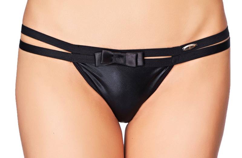 7Heaven Hotpants Schwarzer Damen Dessous wetlook T-String dehnbar mit Gummibänder von 7Heaven