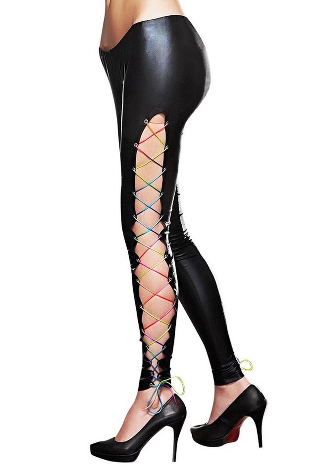 7Heaven Leggings Wetlook Leggings Colorado mit Schnürungen, Made in EU von 7Heaven