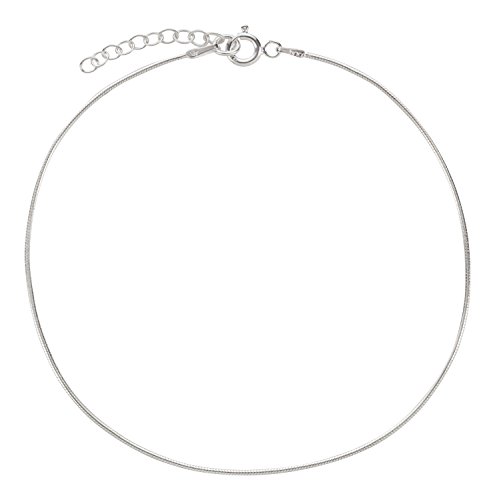 7K Fußkettchen, Fußkette, Schlangenkette, Schmuck, Modeschmuck aus 925 Silber als Fußschmuck Geschenke für Frauen, Mädchen und Männer, 22-25cm, 1mm, Modell 32 von 7K