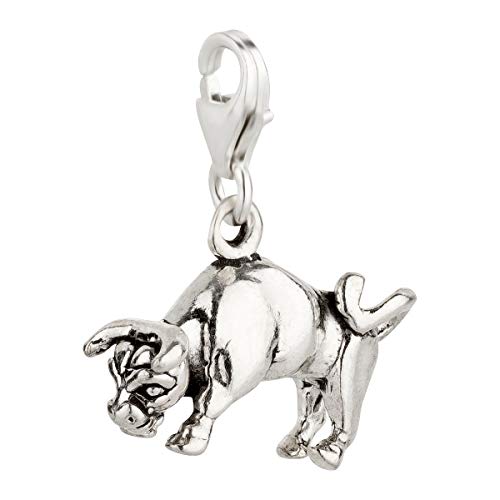 7K Sternzeichen Stier Charm Anhänger aus 925 Sterling Silber (21x14mm) von 7K