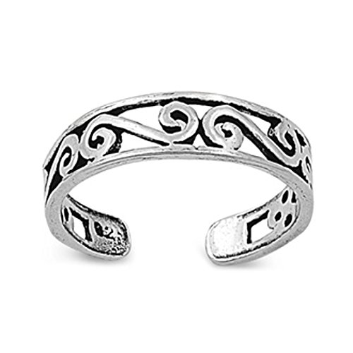 Zehenring aus 925 Sterling Silber als Fußschmuck für Damen, Herren und Mädchen, Größenverstellbar, Modell 12 von 7K