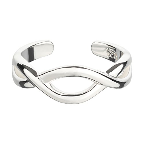 Zehenring aus 925 Sterling Silber als Fußschmuck oder Fingerring für Damen, Herren und Kinder, offener Midi Ring, verstellbar, Modell 27 Infinity von 7K