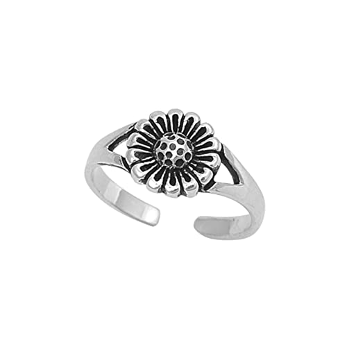 7K Zehenring aus 925 Sterling Silber als Fußschmuck für Damen, Herren und Mädchen, Größenverstellbar, Sonnenblume von 7K