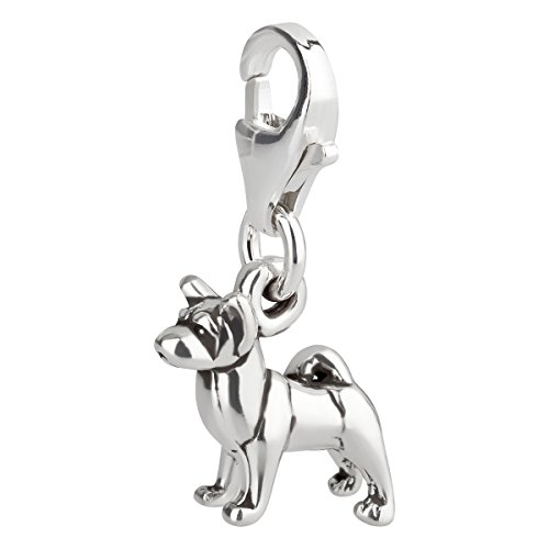 Charm Anhänger Hund kleiner Akita aus 925 Sterling Silber (10x10mm) von 7K