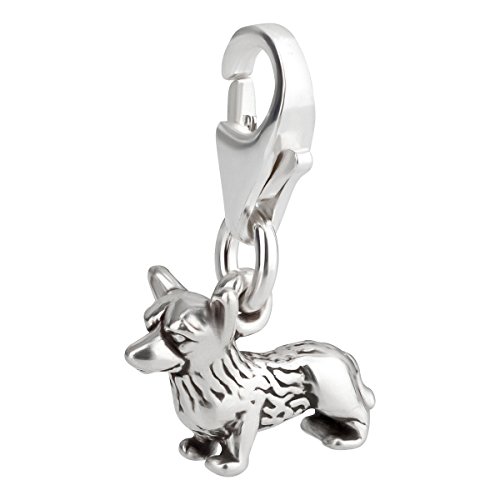 Charm Anhänger Hund kleiner Corgi aus 925 Sterling Silber (11x8mm) von 7K