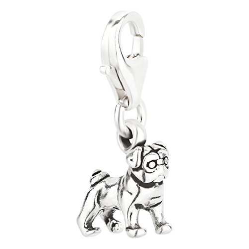 Charm Anhänger Hund kleiner Mops aus 925 Sterling Silber (13x10mm) von 7K