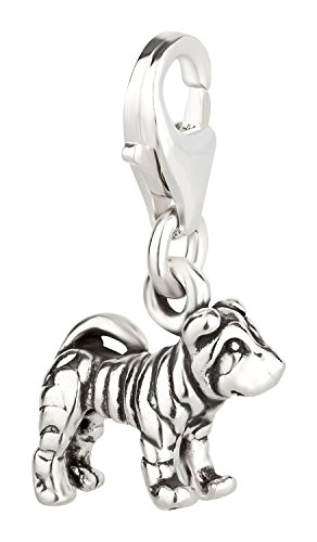 Charm Anhänger Hund kleiner Shar Pei aus 925 Sterling Silber (12x10mm) von 7K