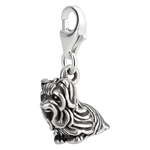 Charm Anhänger Hund Yorkshire Terrier aus 925 Sterling Silber (12x12mm) von 7K