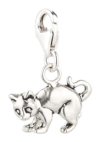 Charm Anhänger Katze 2 aus 925 Sterling Silber (15x12mm) von 7K