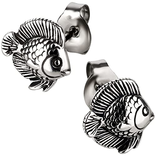 Ohrstecker Ohrringe Fisch Silber 925 Sterling als Ohrschmuck mit kleiner Schmuckbox - 7K - Schmuck Geschenke für Damen, Mädchen, Jungen, Kinder und Herren von 7K