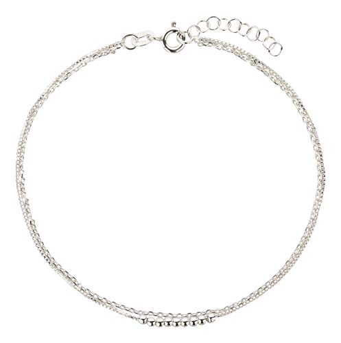 Fußkettchen, Fußkette, Ankerkette und Veneziakette, Schmuck, Modeschmuck aus 925 Silber als Fußschmuck - 7K - Geschenke für Frauen, Mädchen und Männer, 22-25cm, 2mm, Modell 64 von 7K