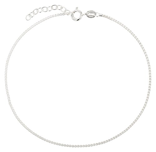 Fußkettchen, Fußkette, Veneziakette, Schmuck, Modeschmuck aus 925 Silber als Fußschmuck - 7K - Geschenke für Frauen, Mädchen und Männer, 22-25cm, 1.2mm, Modell 26 von 7K