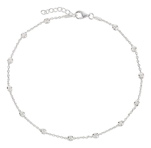 Fußkettchen, Fußkette, Ankerkette, Schmuck, Modeschmuck aus 925 Silber als Fußschmuck - 7K - Geschenke für Frauen, Mädchen und Männer, 22-25cm, Modell 63 von 7K