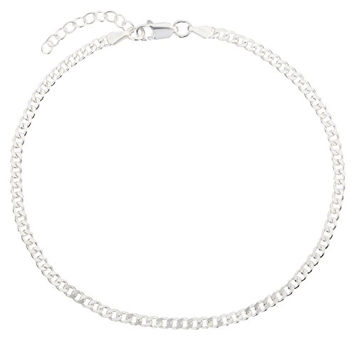 Fußkettchen, Fußkette, Panzerkette, Schmuck, Modeschmuck aus 925 Silber als Fußschmuck - 7K - Geschenke für Frauen, Mädchen und Männer, 22-25cm, 2,8mm, Modell 36 von 7K