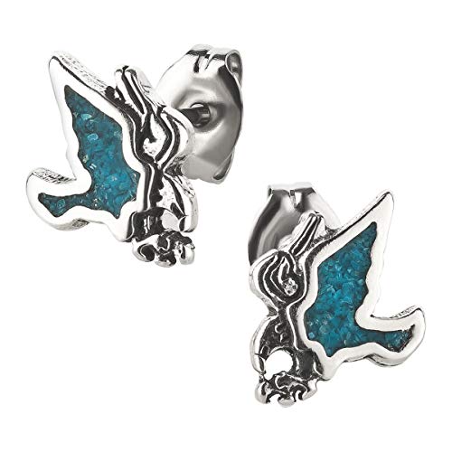 Ohrstecker Ohrringe Adler Silber 925 Sterling Türkis Inlay als Ohrschmuck mit kleiner Schmuckbox - 7K - Indianer Schmuck Geschenke für Damen, Mädchen, Jungen, Kinder und Herren von 7K