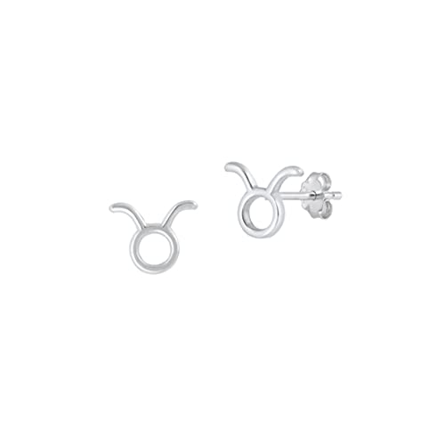 Ohrstecker Ohrringe Sternzeichen Stier Silber 925 Sterling als Ohrschmuck mit kleiner Schmuckbox - 7K - Schmuck Geschenke für Damen, Mädchen, Jungen, Kinder und Herren von 7K