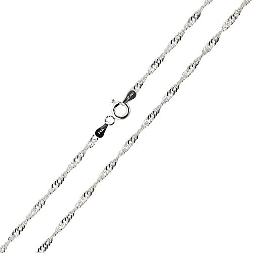 Singapurkette Silberkette Halskette für Damen Herren 925 Sterling Silber 2.2mm Federringverschluss 40-60 cm (60.00) von 7K