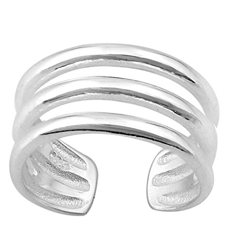 Zehenring aus 925 Sterling Silber als Fußschmuck oder Fingerring für Damen, Herren und Kinder, offener Midi Ring, verstellbar, Modell 14 von 7K