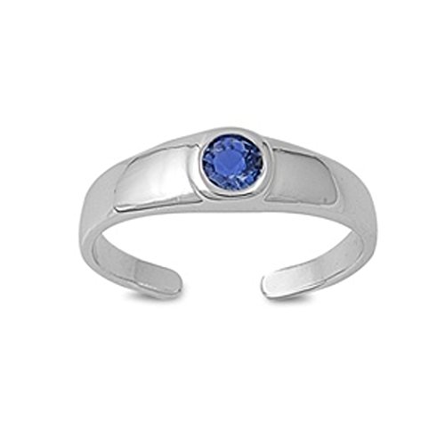 Zehenring aus 925 Sterling Silber als Fußschmuck für Damen, Herren und Mädchen, Größenverstellbar, blauer Zirkonia 6 von 7K